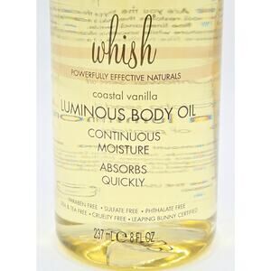 Whish Luminous Body Oil Coastal Vanilla 8 Oz Hydrating Glow Daily